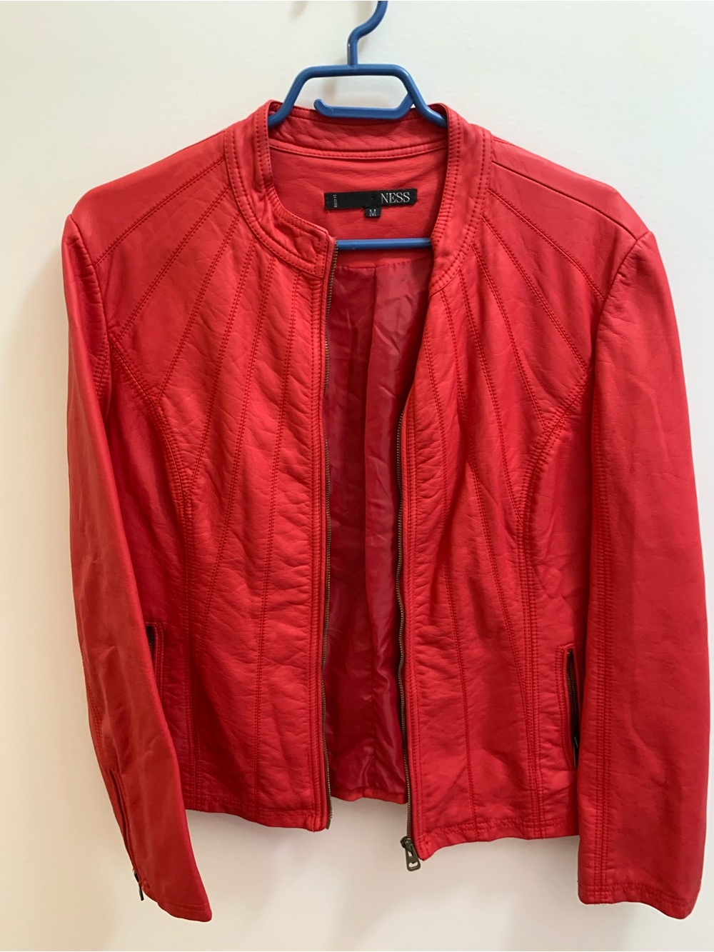 Ness Red Quilted Leather Jacket - Women's